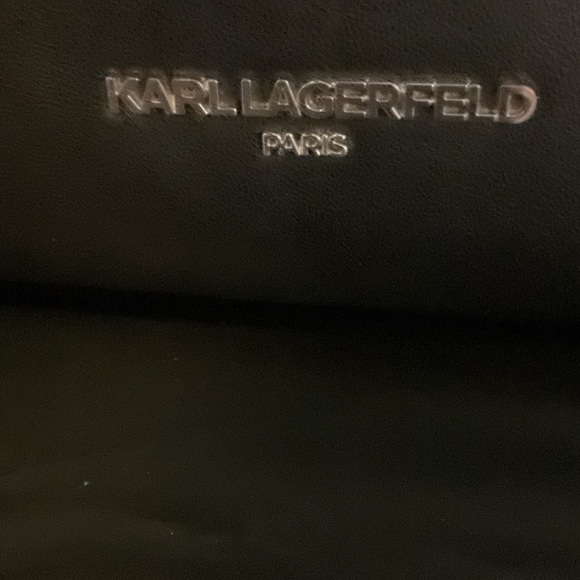 Karl Lagerfeld Black Leather Tote with Silver Accents - Picture 3 of 12